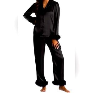 Linea Donatella Women's Marabou
Feather Satin Pajama Set XL